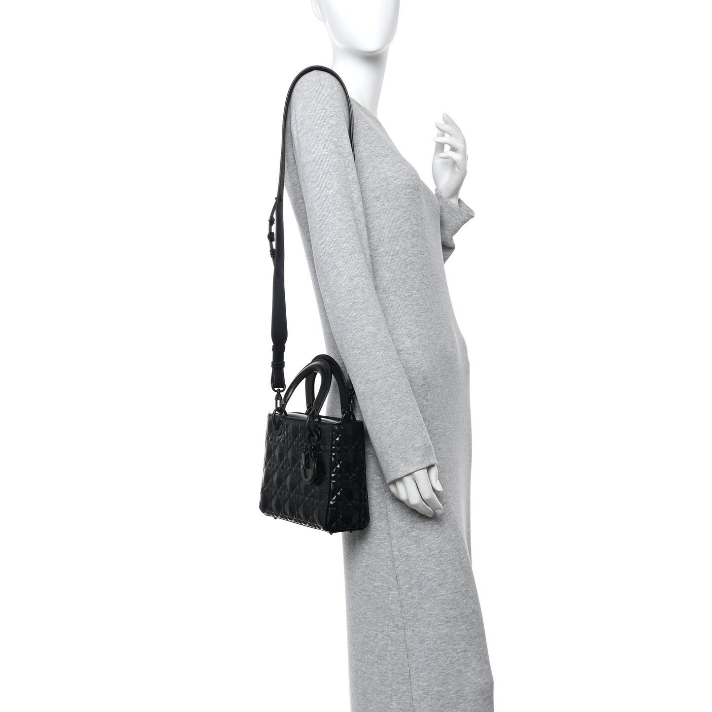 Calfskin Cannage Diamond Small My ABCDior Lady Dior Black