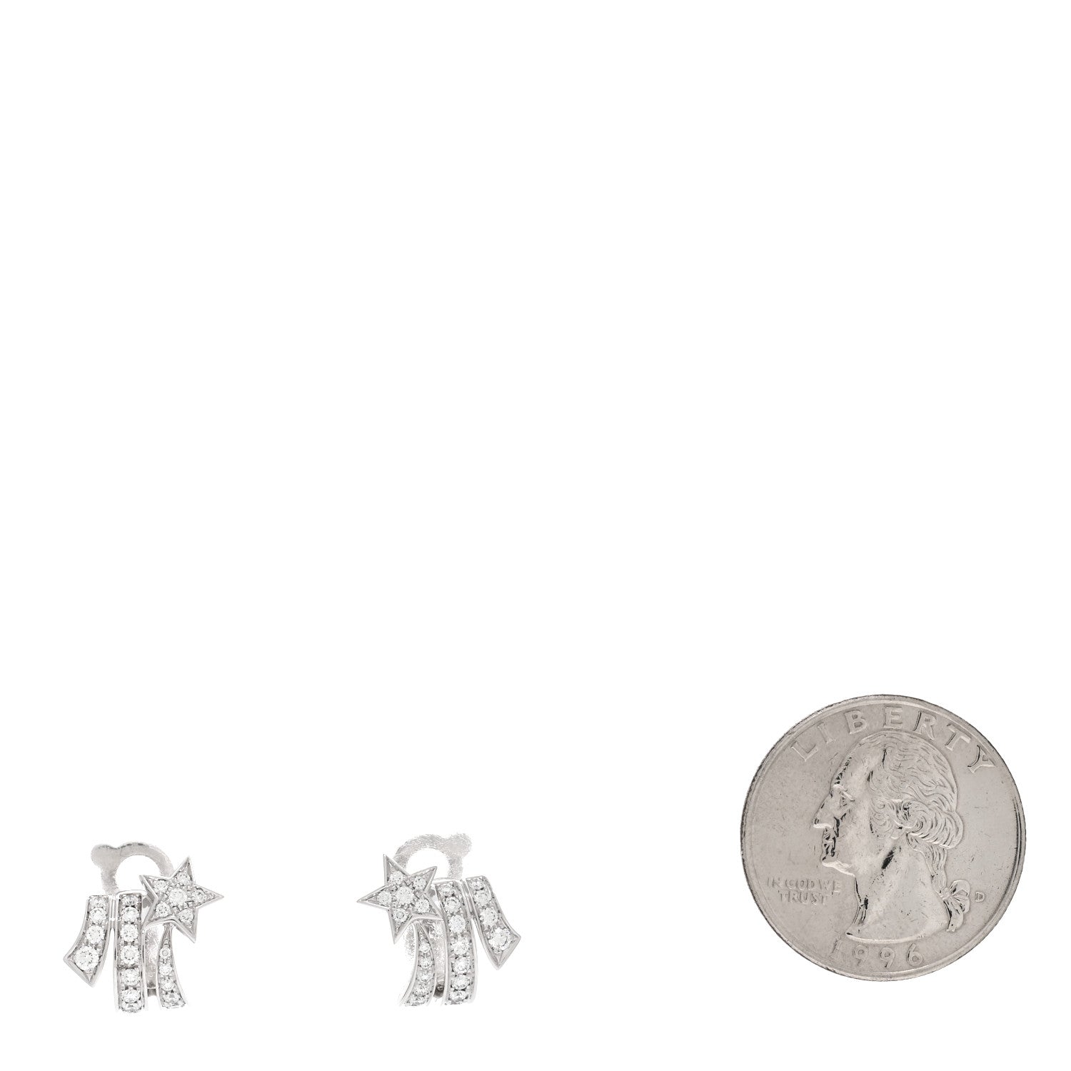 Chanel 18K White Gold Diamond Etoile Filante Earrings 2 of 5