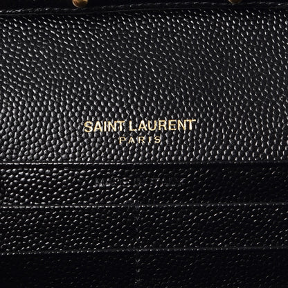 Saint Laurent Grain De Poudre Matelasse Chevron Monogram Chain Wallet Black 6 of 7