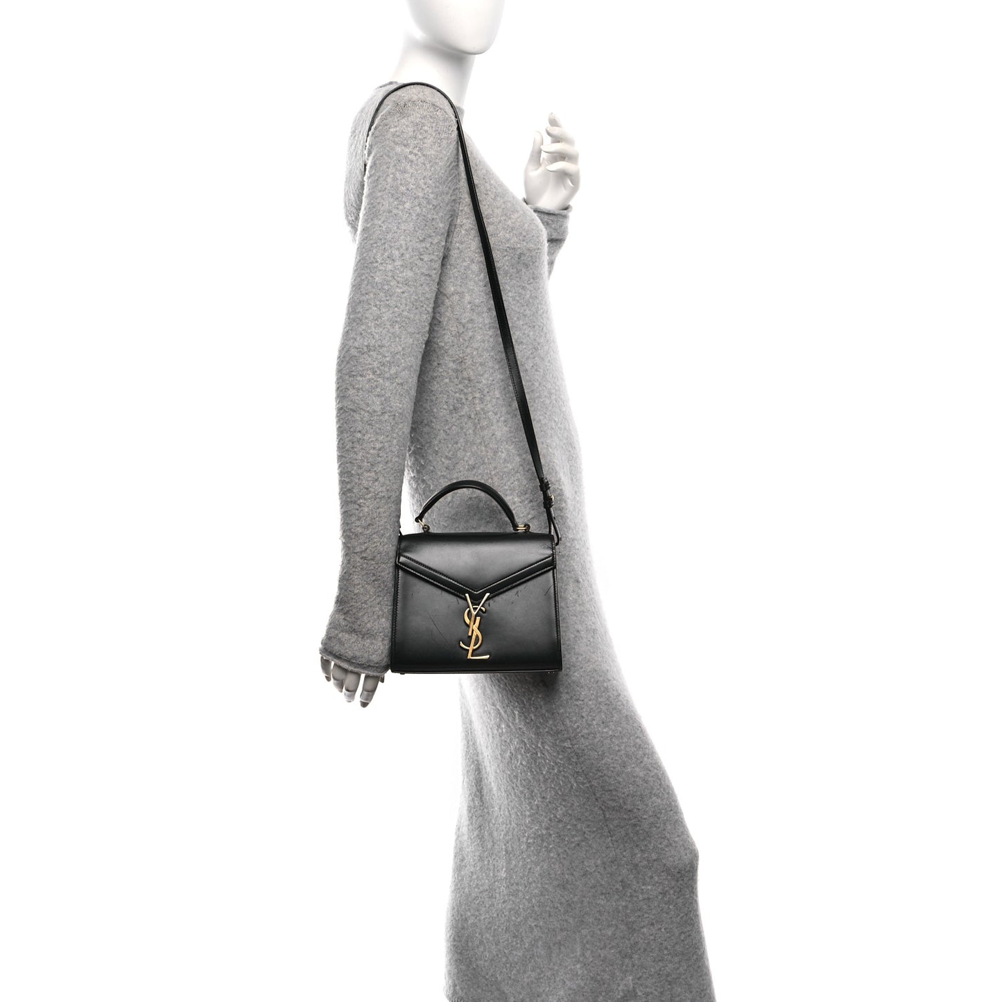 Calfskin Mini Classic Monogram Cassandra Top Handle Black
