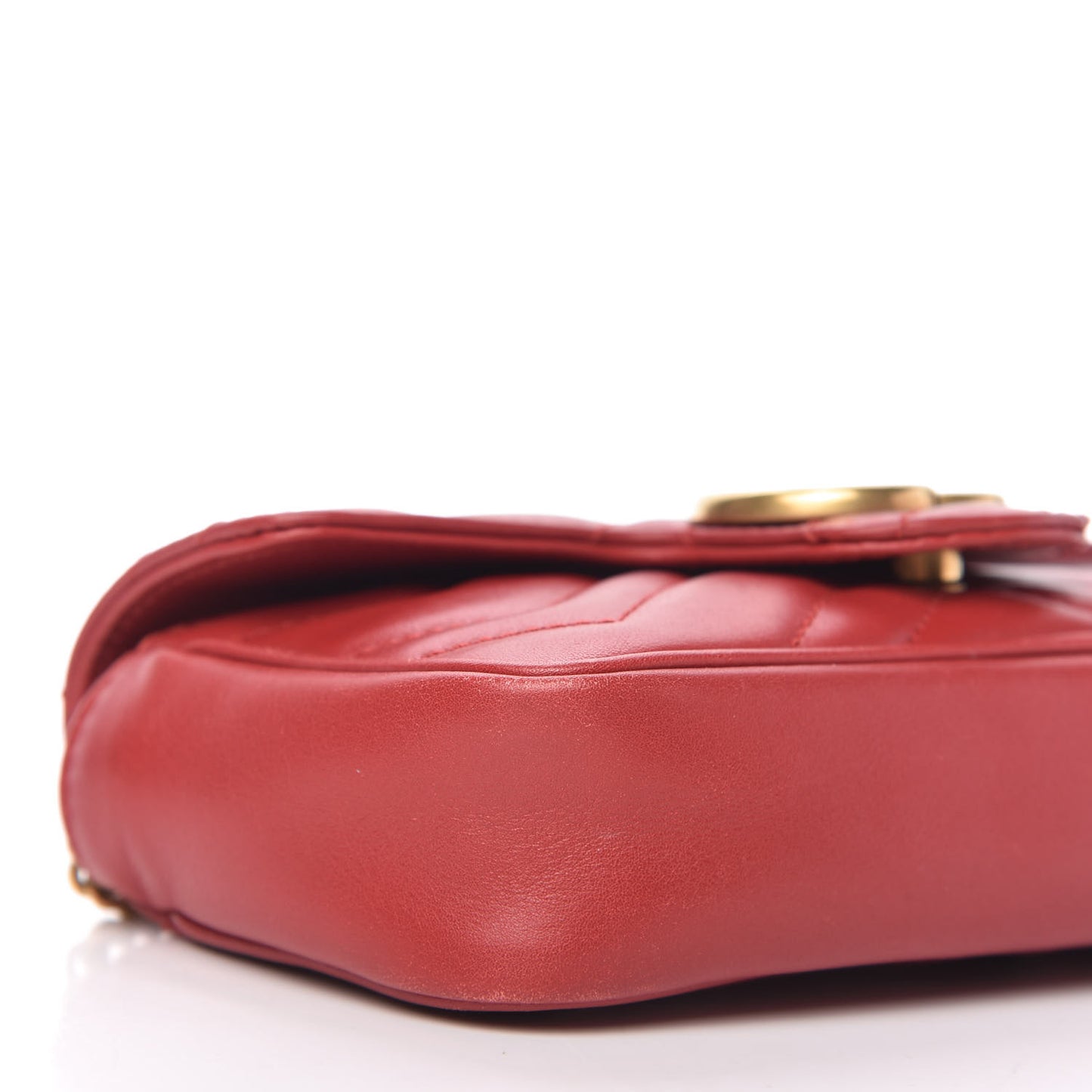 Calfskin Matelasse Super Mini GG Marmont Shoulder Bag Hibiscus Red