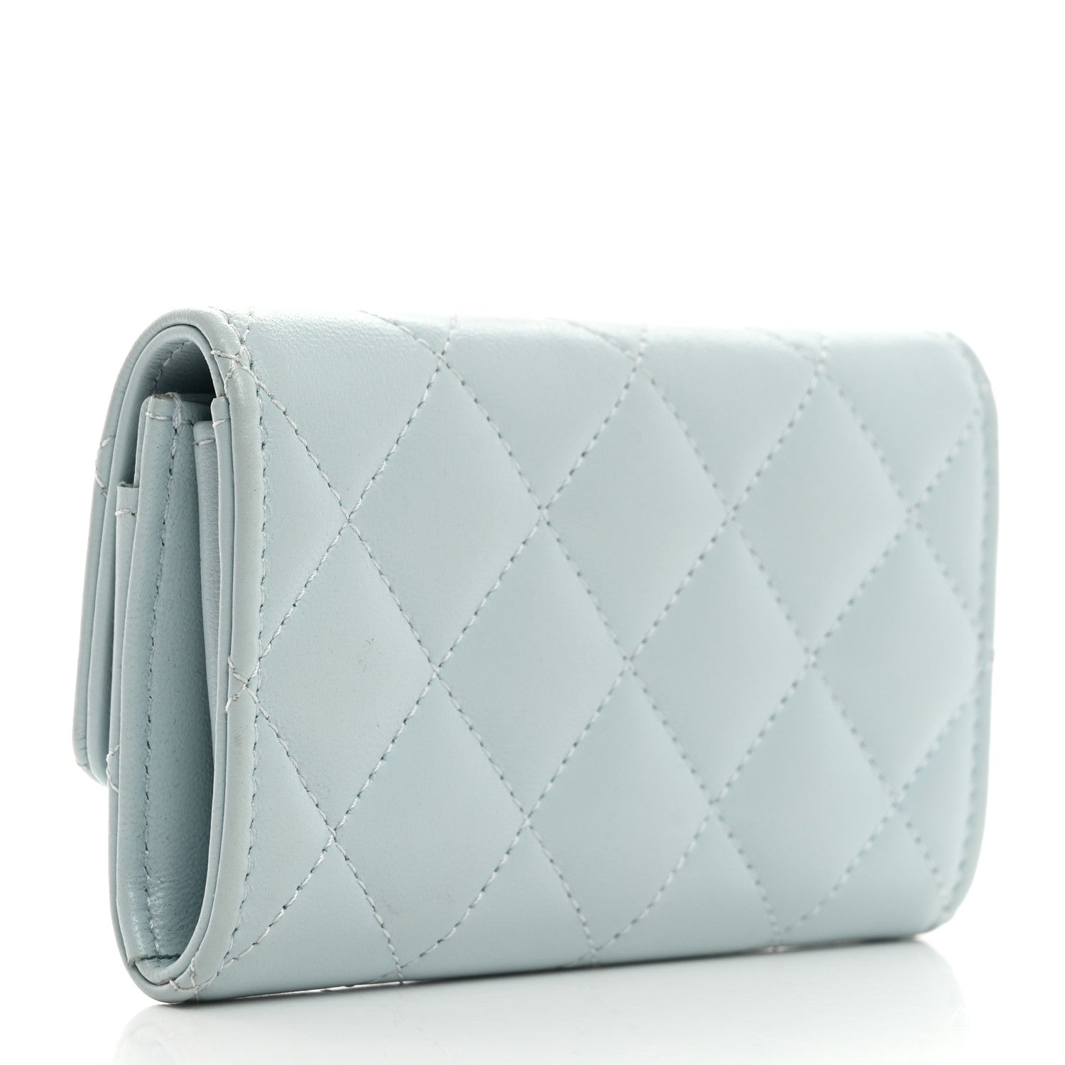 Chanel Lambskin Quilted Pearl CC Chanel Flap Card Holder Light Blue 3 of 9