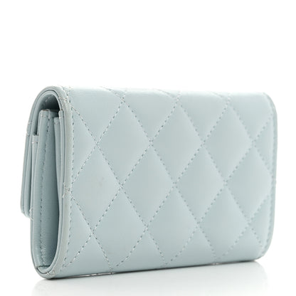 Chanel Lambskin Quilted Pearl CC Chanel Flap Card Holder Light Blue 3 of 9
