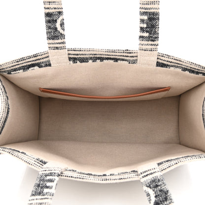 Celine Jacquard Striped Large Cabas Thais White Black 5 of 9