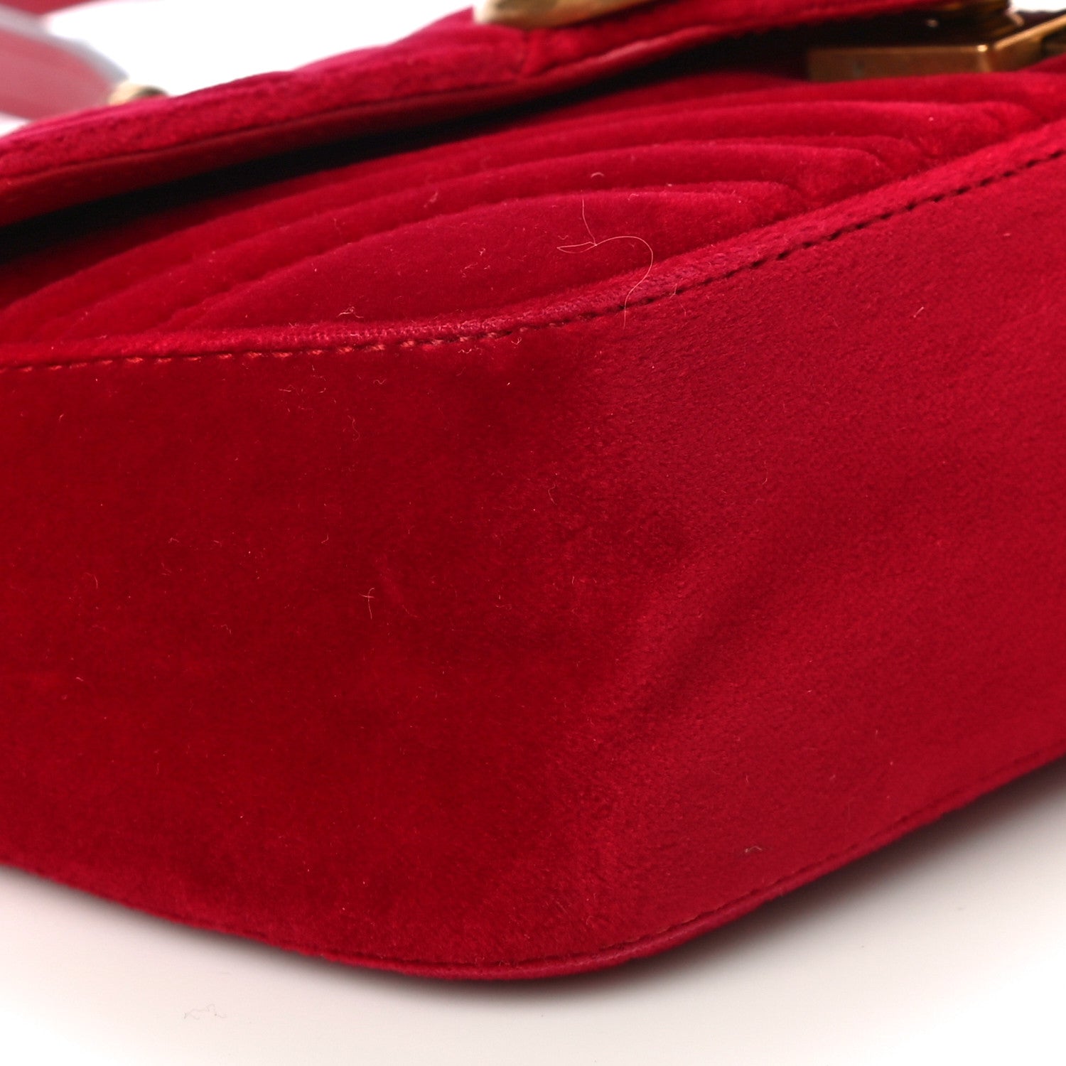 Gucci Velvet Matelasse Mini GG Marmont Shoulder Bag Hibiscus Red 10 of 17