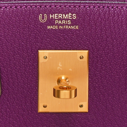 Hermes Chevre Mysore Bi-Color Horseshoe Birkin 30 Anemone Etoupe 6 of 11