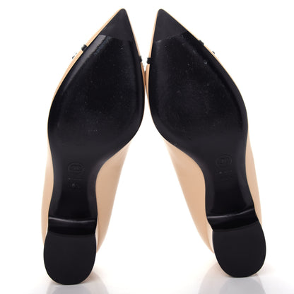 Chanel Lambskin Bow Pointed Toe Pumps 38.5 Beige Black 6 of 11