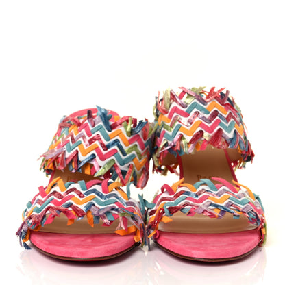 Christian Louboutin Nappa Velvet Suede Raffia Meroine 85 Sandals 40 Multicolor 2 of 8