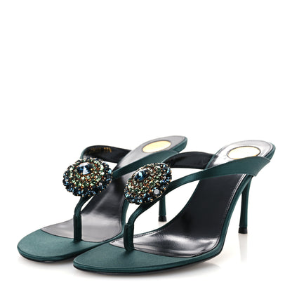 Saint Laurent Satin Crystal Bridget Sandals 39.5 Glass Bottle Green 4 of 11