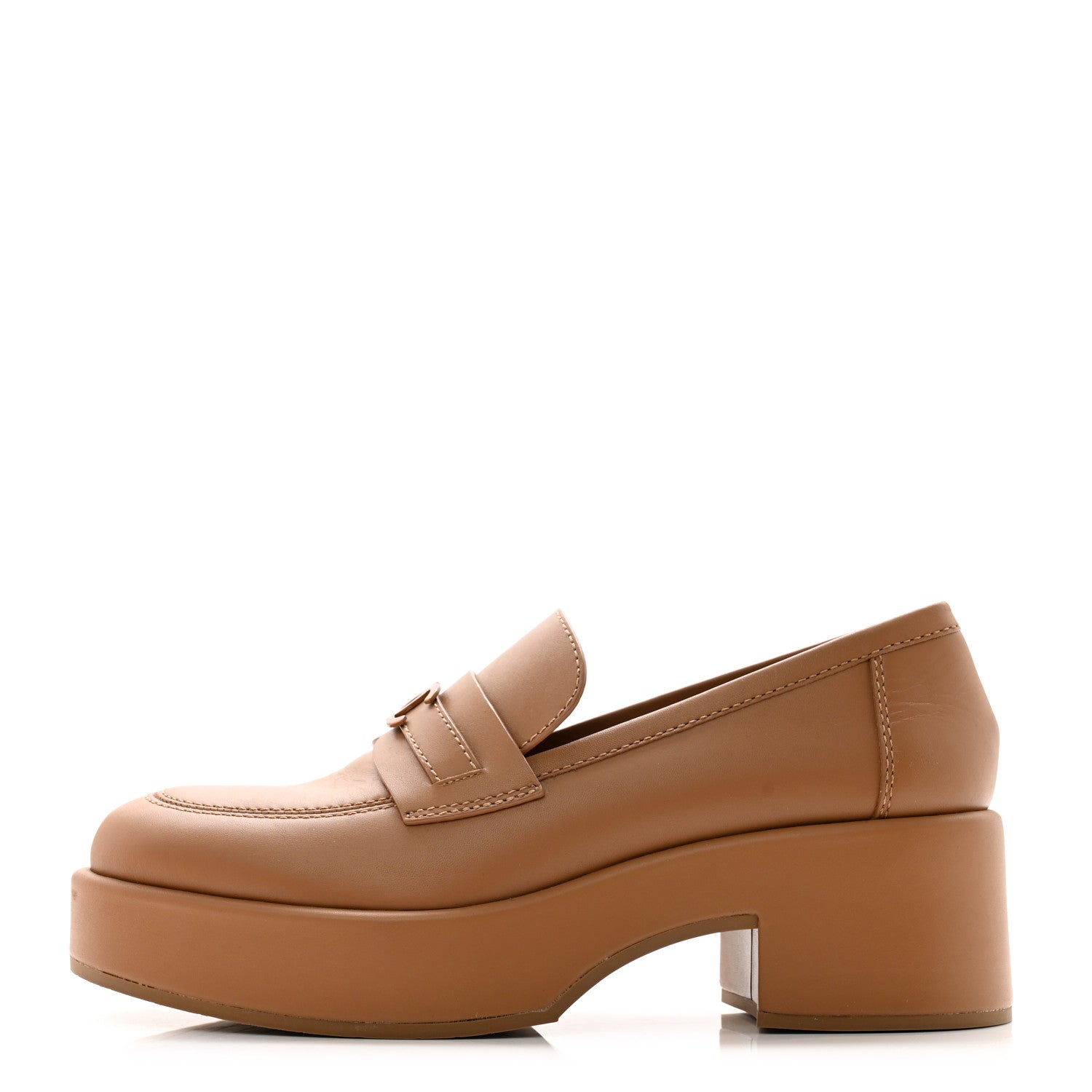 Chanel Calfskin CC Platform Loafers 39.5 Beige 1 of 11