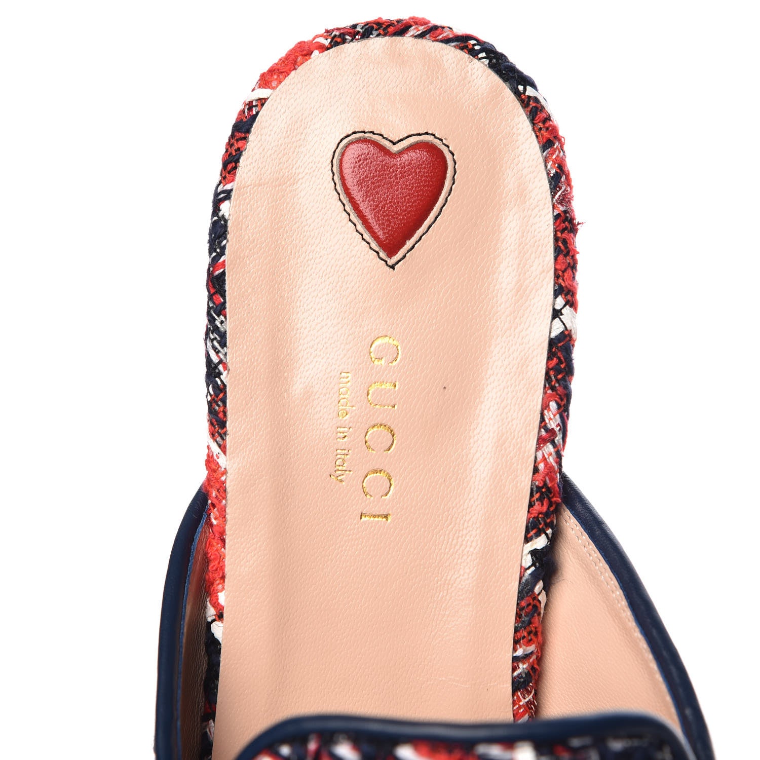 Gucci Tweed Check Womens Princetown Slippers 39.5 Hibiscus Red Royal Blue 8 of 11