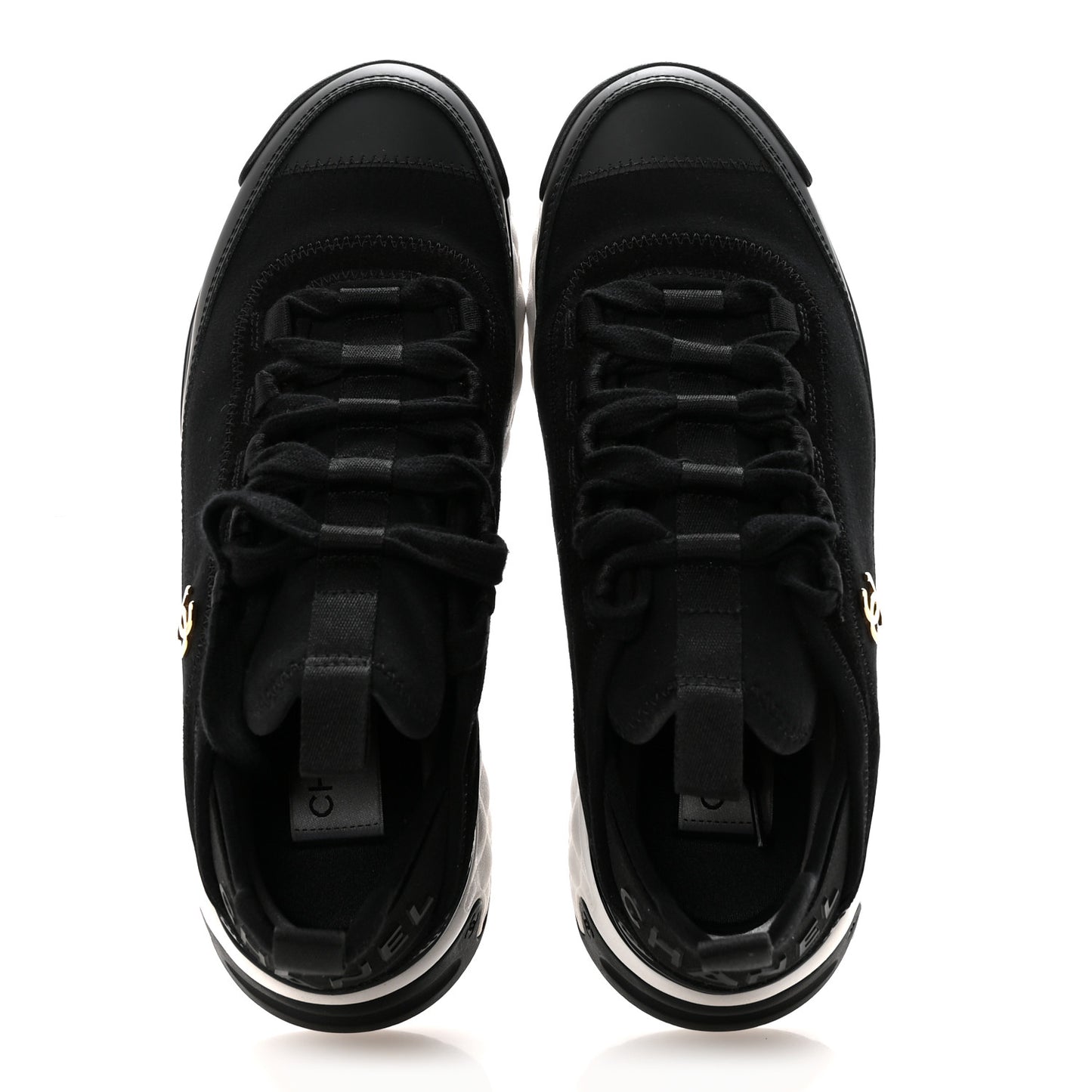 Velvet Calfskin Mixed Fibers CC Sneakers 36.5 Black