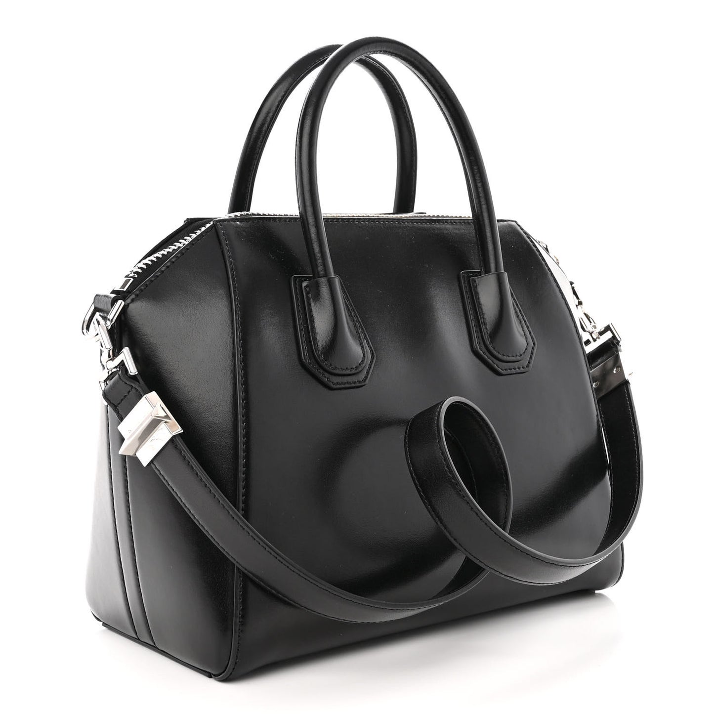 Shiny Lord Calfskin Small Antigona Black