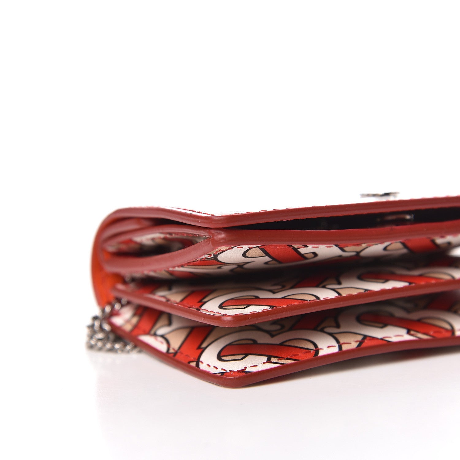 Burberry Calfskin Monogram Jessie Chain Card Case Vermillion 6 of 12