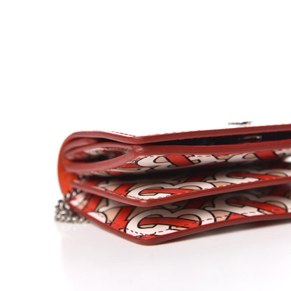 Burberry Calfskin Monogram Jessie Chain Card Case Vermillion 6 of 12