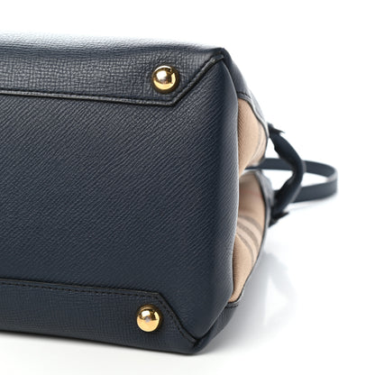 Burberry Grainy Calfskin House Check Large Banner Tote Midnight Blue 8 of 11