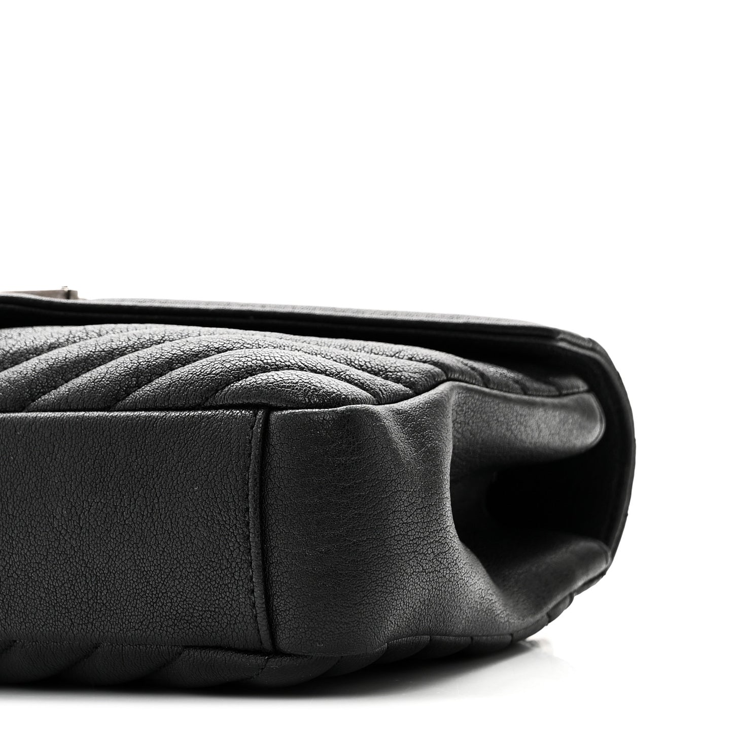 Sheepskin Matelasse Chevron Monogram Medium College Bag Black