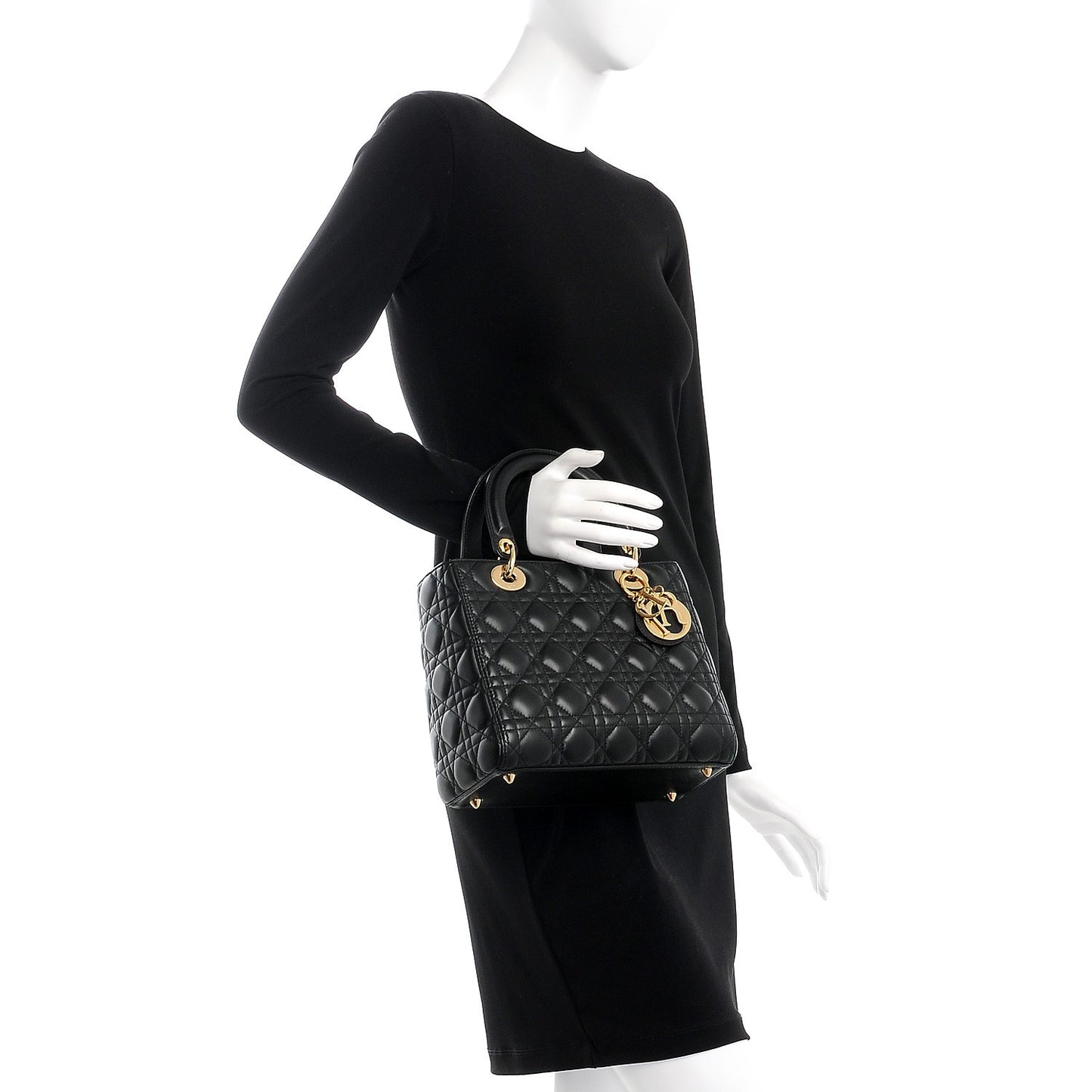 Lambskin Cannage Medium Lady Dior Black