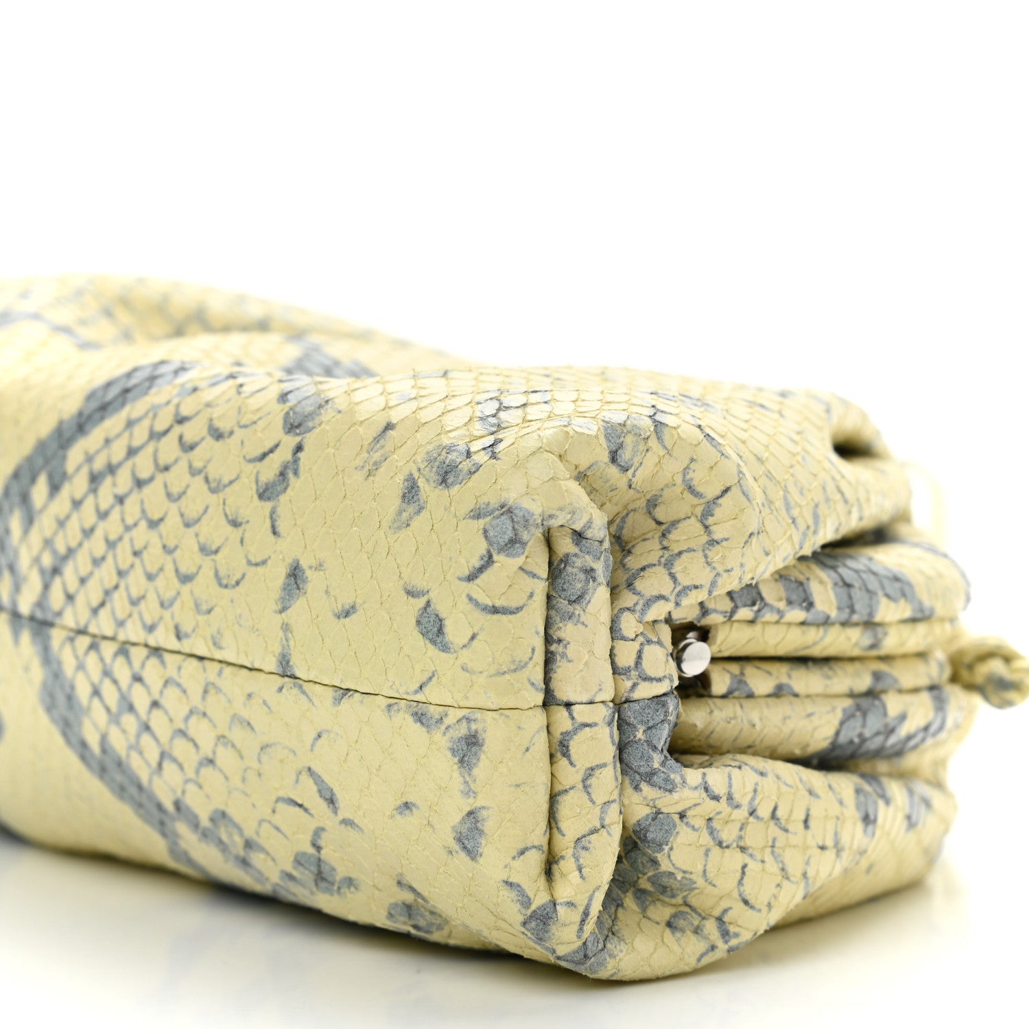 Bottega Veneta Goatskin Python Embossed The Mini Pouch Kiwi Black Silver 6 of 15