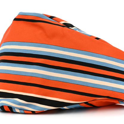 Prada Canvas Logo Embossed Striped Large Triangle Shoulder Bag Arancio 7 of 7