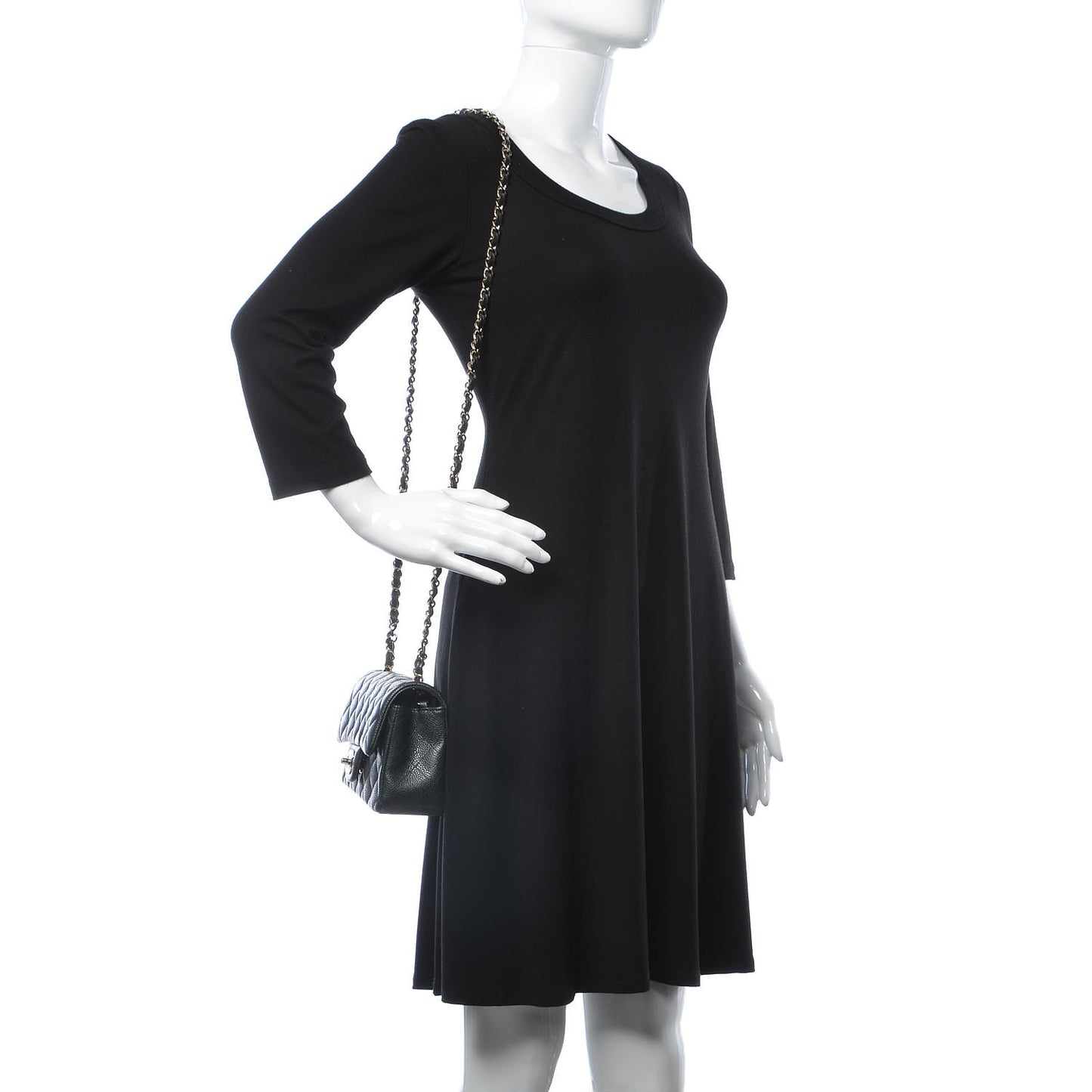 Caviar Quilted Mini Rectangular Flap Dark Grey