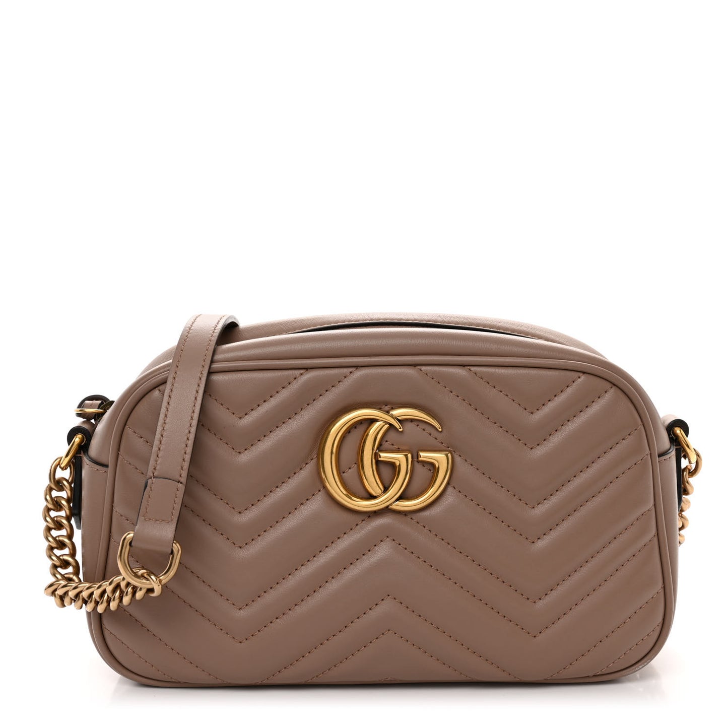 Calfskin Matelasse Small GG Marmont Chain Shoulder Bag Porcelain Rose