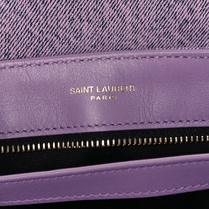 Saint Laurent Denim Y Quilted Monogram Toy Loulou Crossbody Bag Bleached Lilac 6 of 12