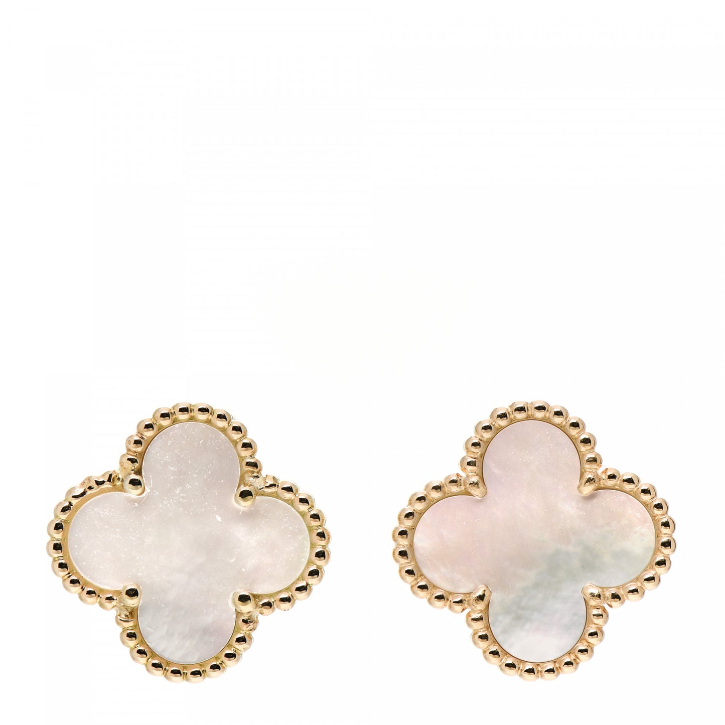 18K Yellow Gold Mother of Pearl Vintage Alhambra Clip-On Earrings