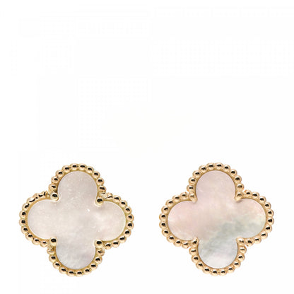 Van Cleef & Arpels 18K Yellow Gold Mother of Pearl Vintage Alhambra Clip-On Earrings 1 of 6