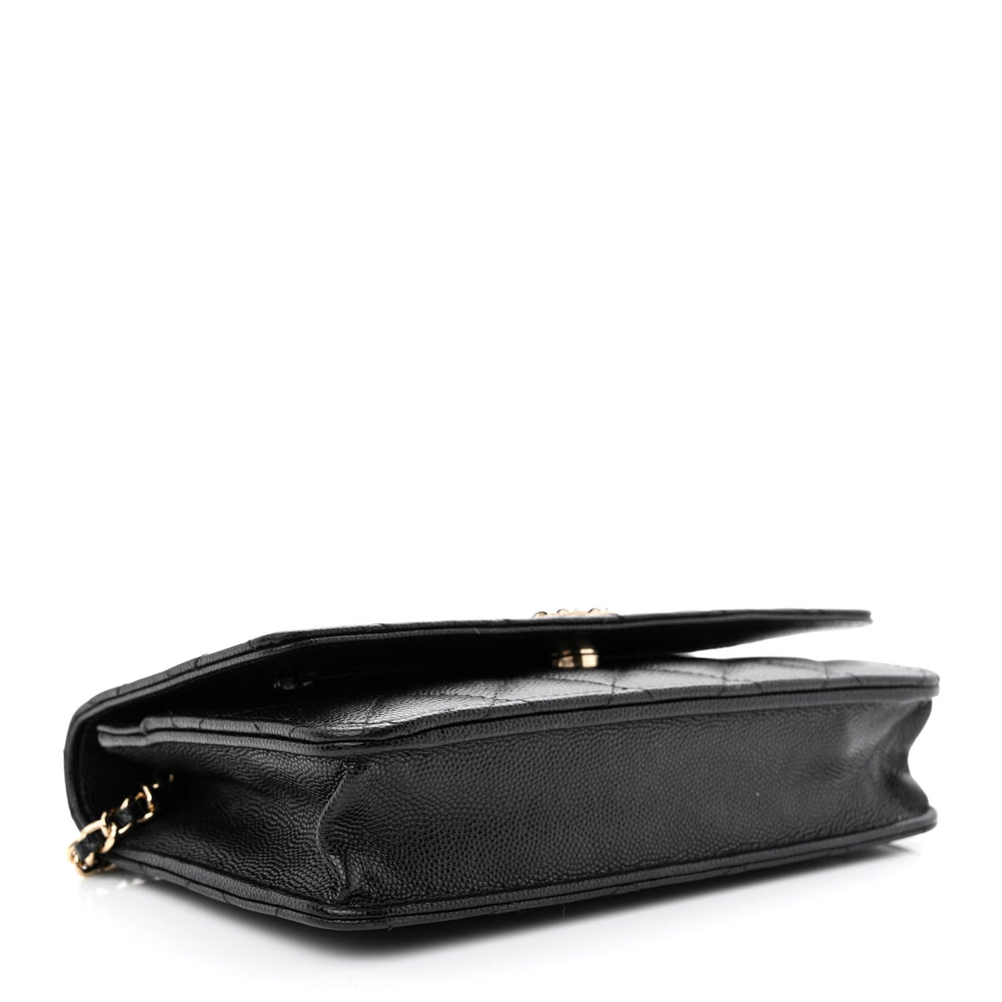 Caviar Quilted Crystal CC Wallet On Chain WOC Black