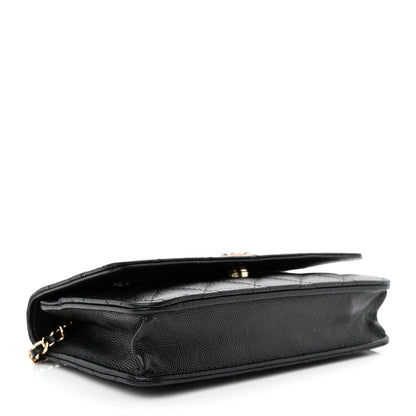 Chanel Caviar Quilted Crystal CC Wallet On Chain WOC Black 4 of 11