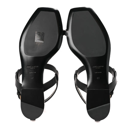 Saint Laurent Calfskin Cassandra Monogram Sandals 41 Black 5 of 9
