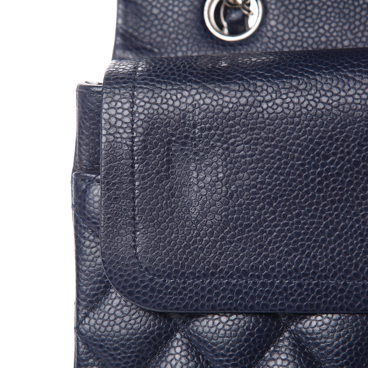 Chanel Caviar Quilted Medium Double Flap Dark Blue 14 of 18
