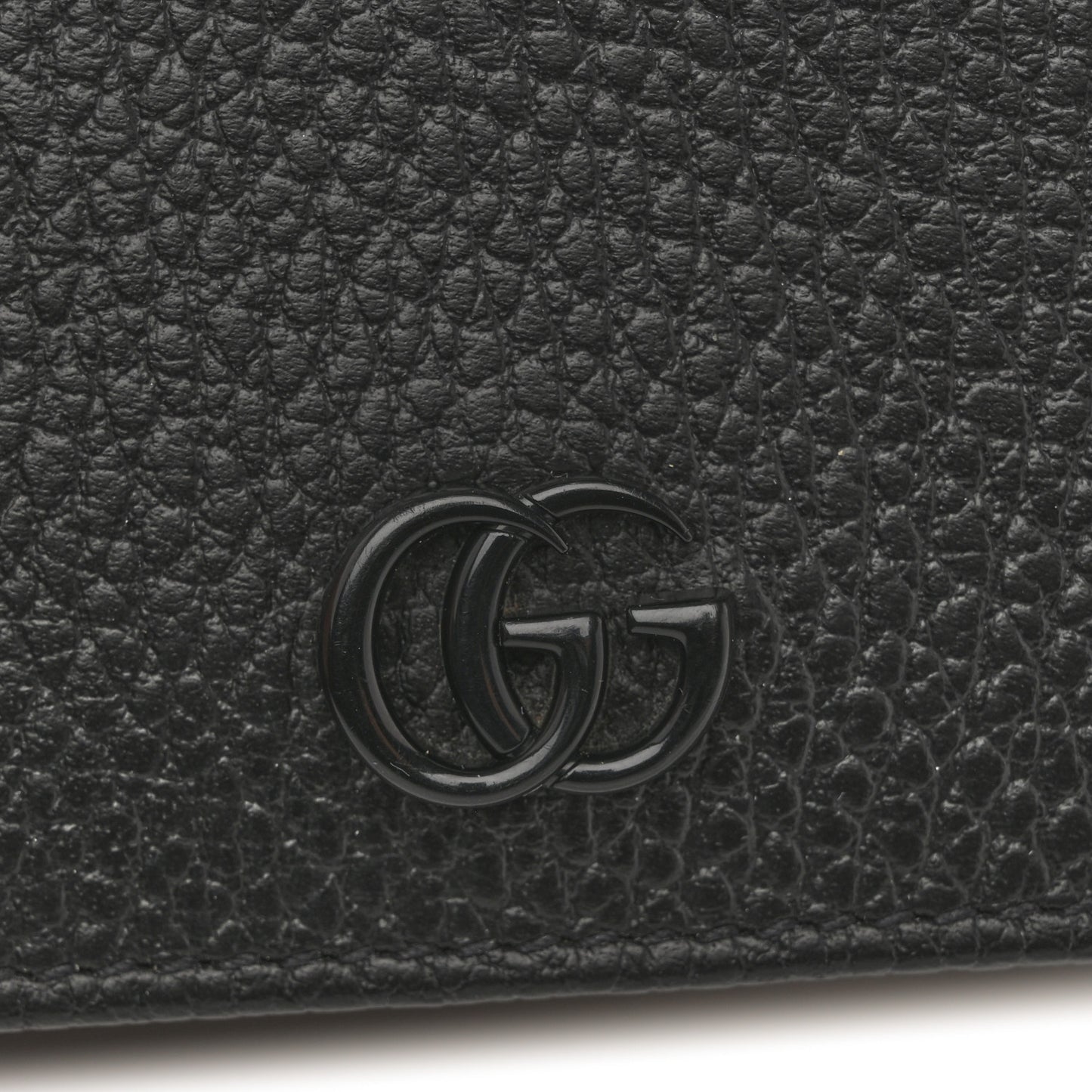 Dollar Calfskin Enamel Monochrome GG Marmont Card Case Black