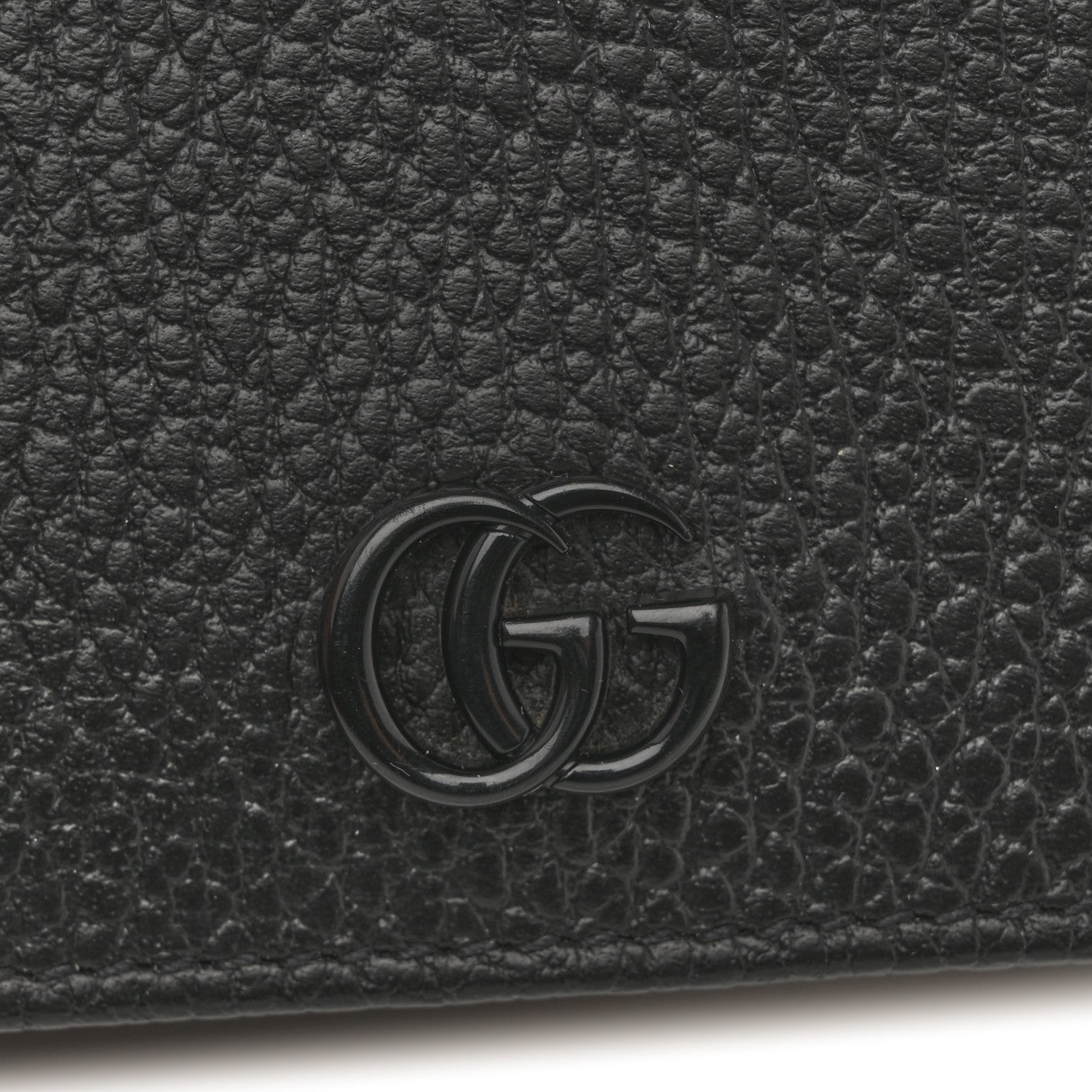 Gucci Dollar Calfskin Enamel Monochrome GG Marmont Card Case Black 8 of 9