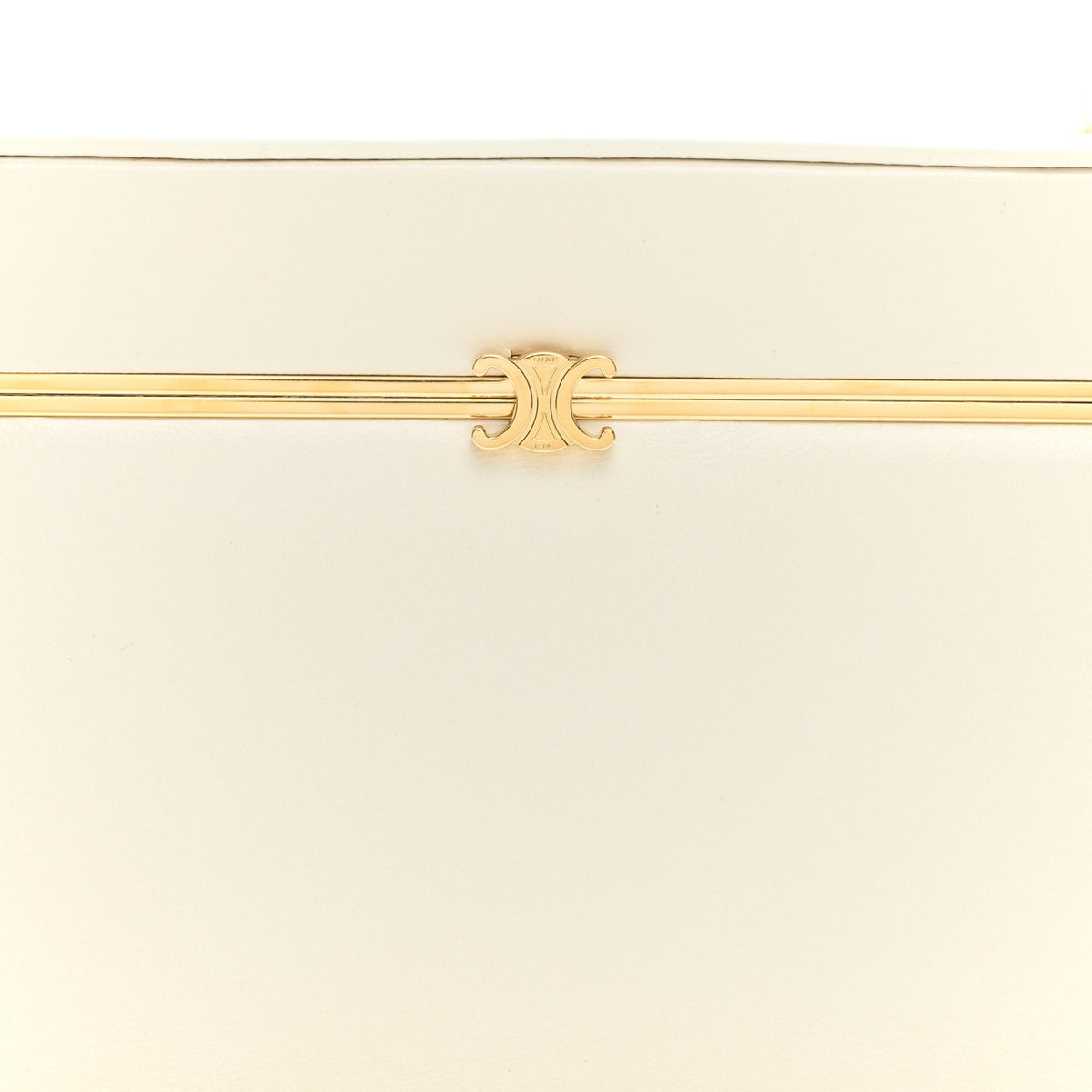 Celine Glossy Lambskin Vanity Frame Rectangle Bag  Creamy White 8 of 10