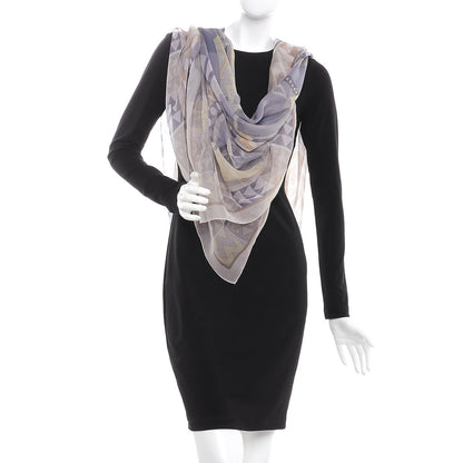 Hermes Mousseline Silk Chevaux De Karnak Shawl 140 Rose Thè Gris Bleuete Mauve 2 of 4