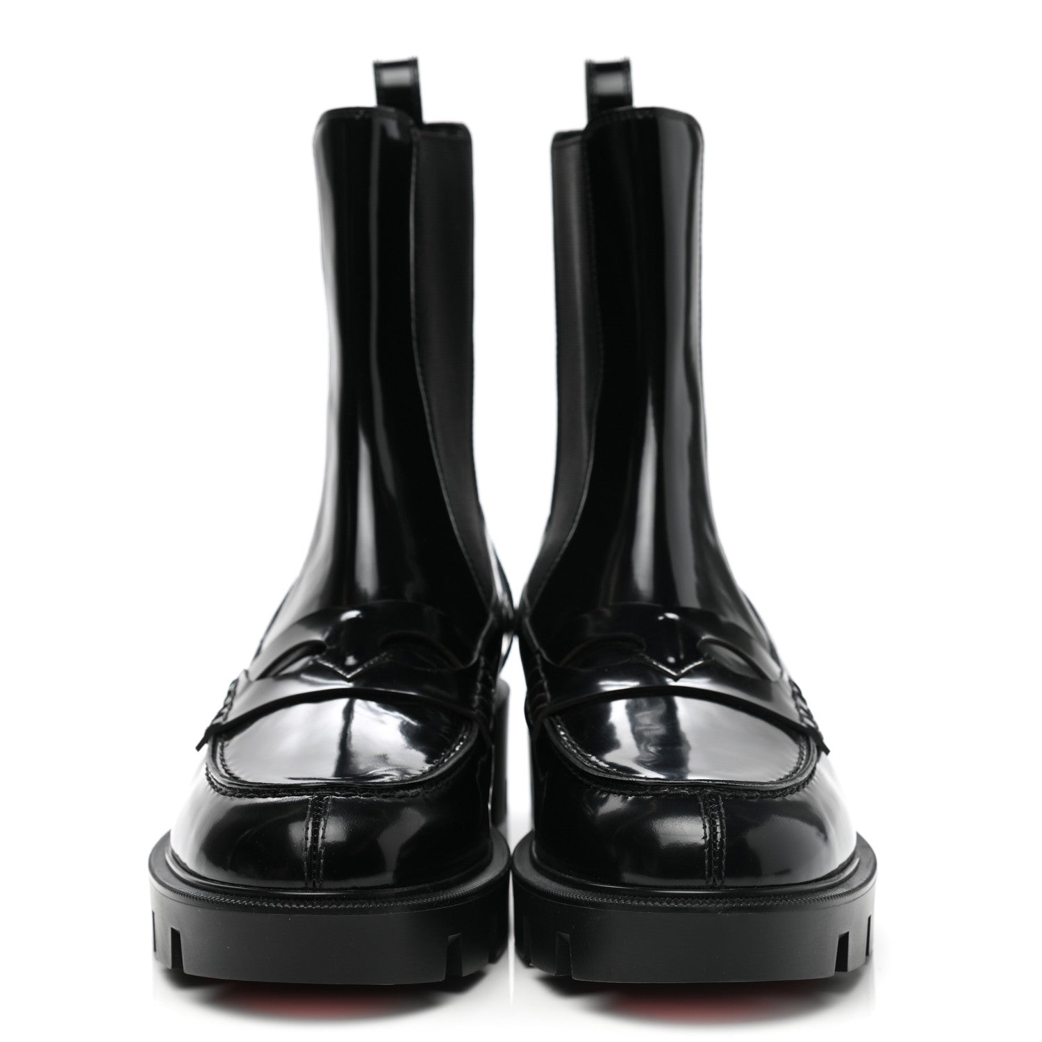 Christian Louboutin Patent Montezu Lug Chelsea Boots 38.5 Black 2 of 9