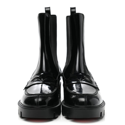 Christian Louboutin Patent Montezu Lug Chelsea Boots 38.5 Black 2 of 9