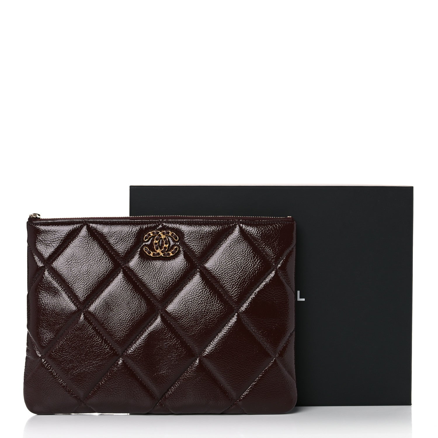 Chanel Shiny Crumpled Calfskin Large Chanel 19 Pouch Burgundy 11 of 11
