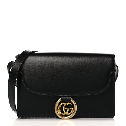 Gucci Textured Calfskin Small Torchon GG Ring Shoulder Bag Black 1 of 10