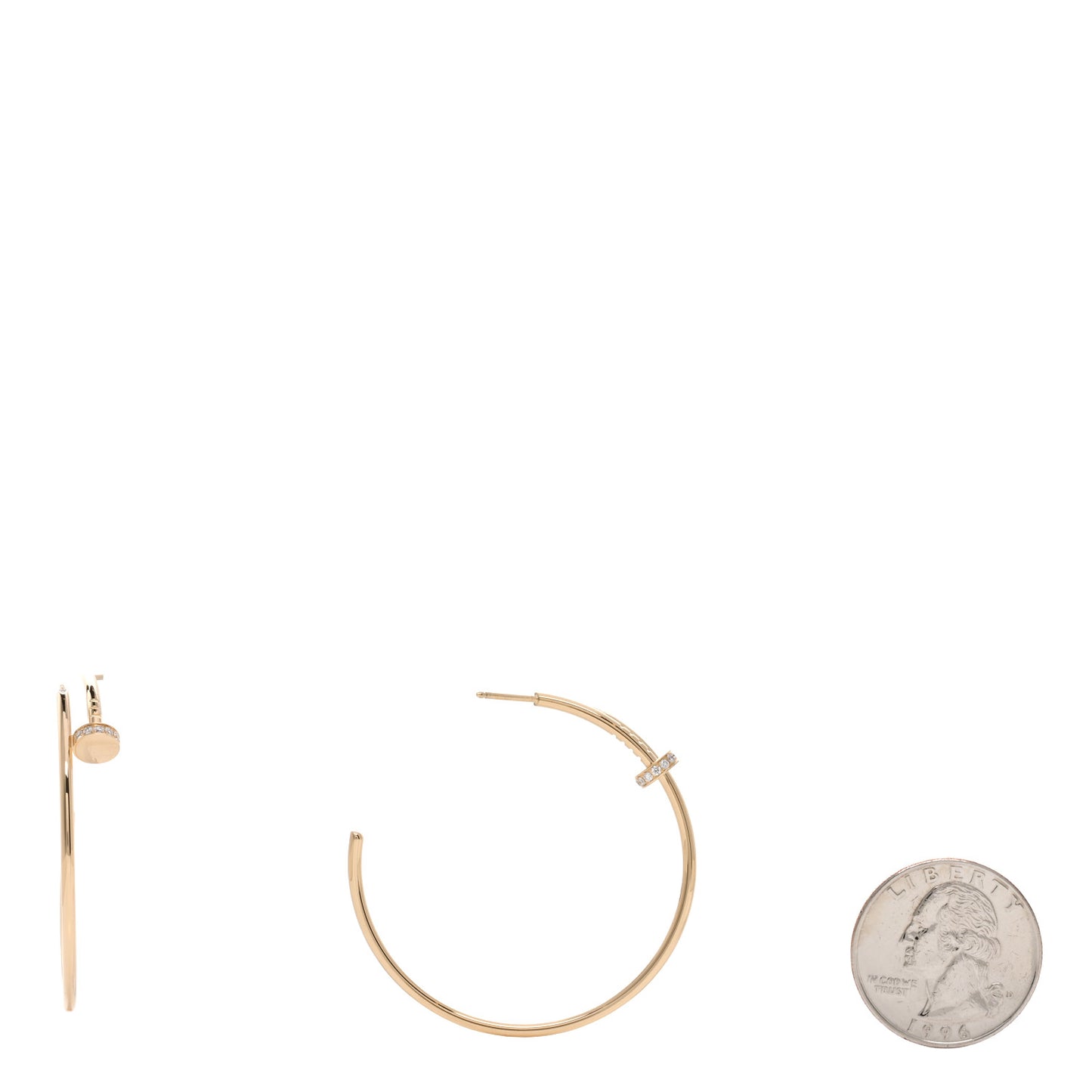 18K Yellow Gold Diamond Juste Un Clou Hoop Earrings