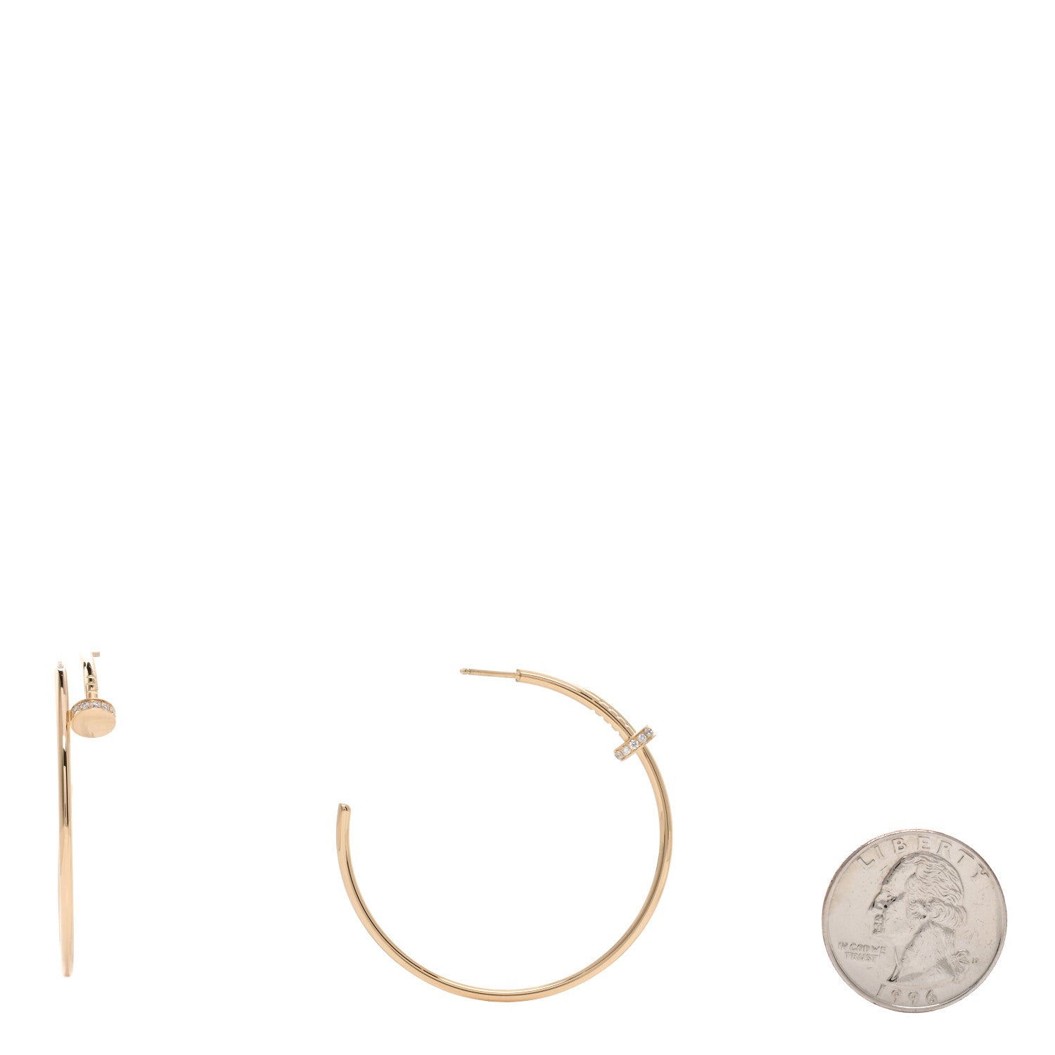 Cartier 18K Yellow Gold Diamond Juste Un Clou Hoop Earrings 2 of 4