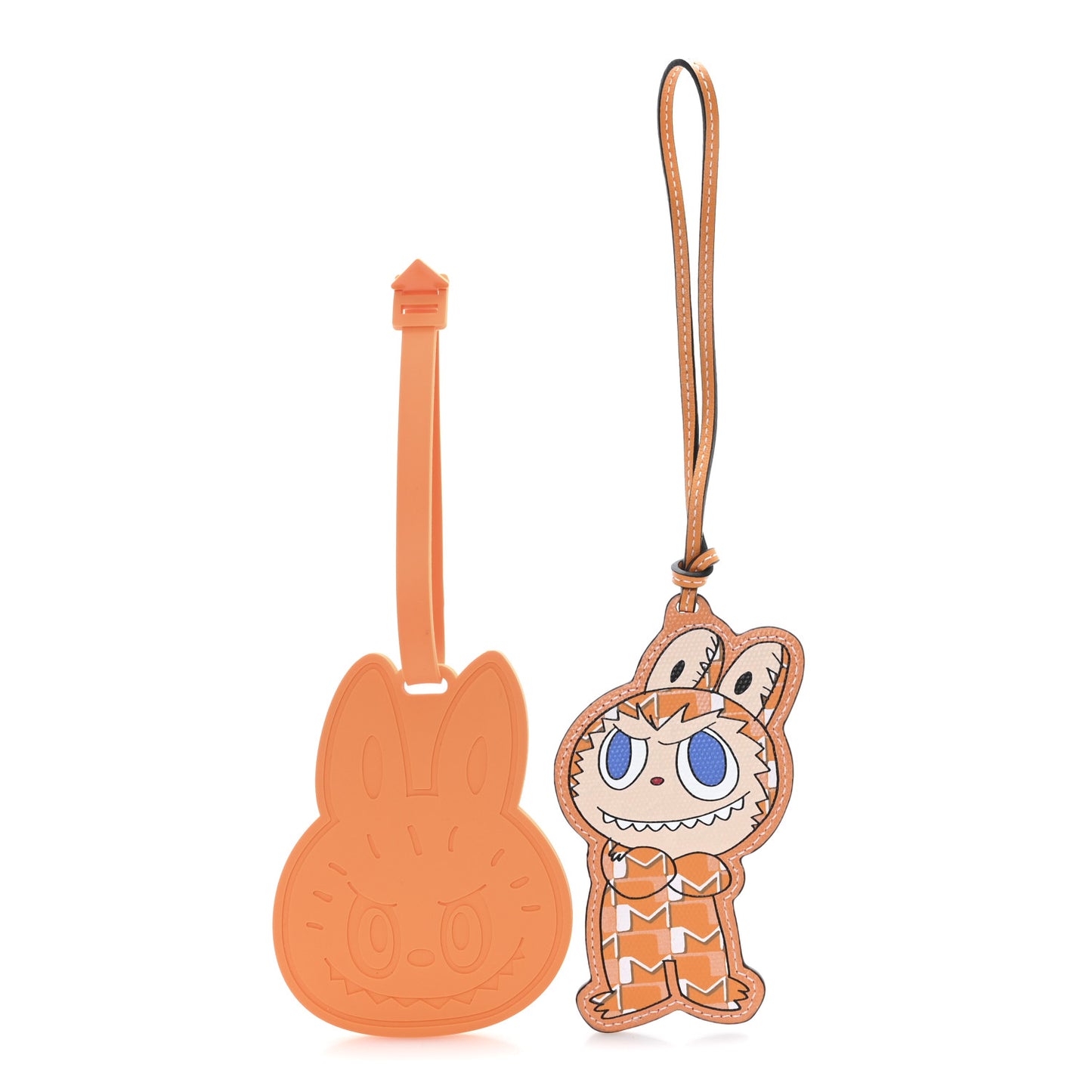 X KASING LUNG Calfskin Rubber Labubu Bag Charm Orange