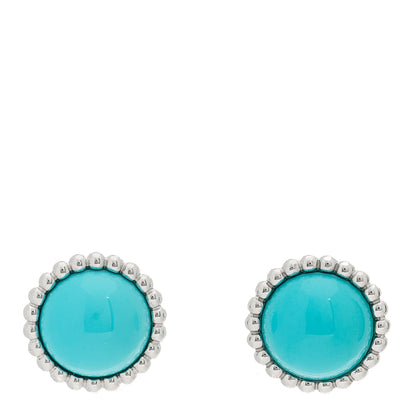 Van Cleef & Arpels 18K White Gold Turquoise Perlee Couleurs Earrings 1 of 5