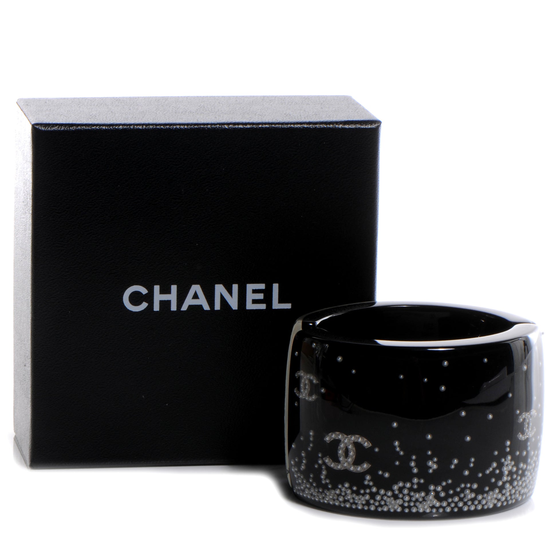 Chanel Resin Pearl CC Cuff Black 5 of 5