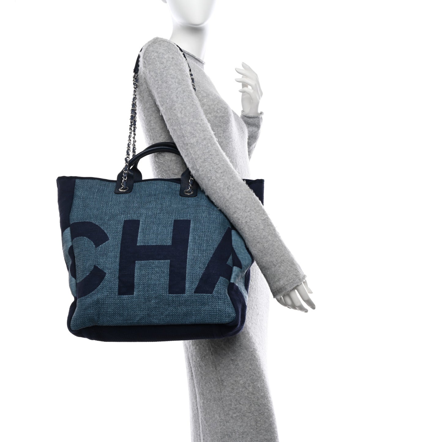 Canvas Large Shopping Tote Dark Blue