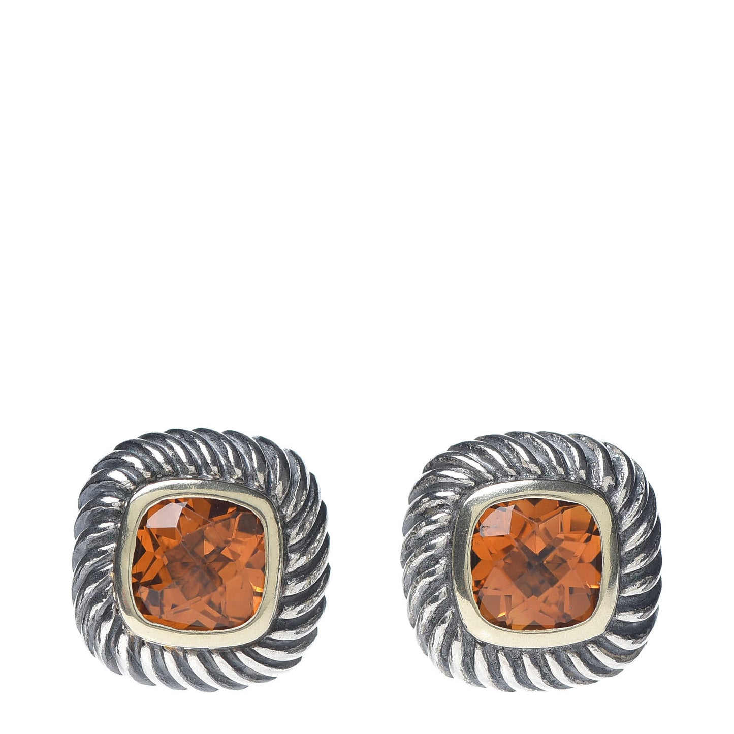 Sterling Silver 14K Yellow Gold Citrine 7mm Albion Cable Earrings
