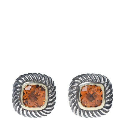 David Yurman Sterling Silver 14K Yellow Gold Citrine 7mm Albion Cable Earrings 1 of 5