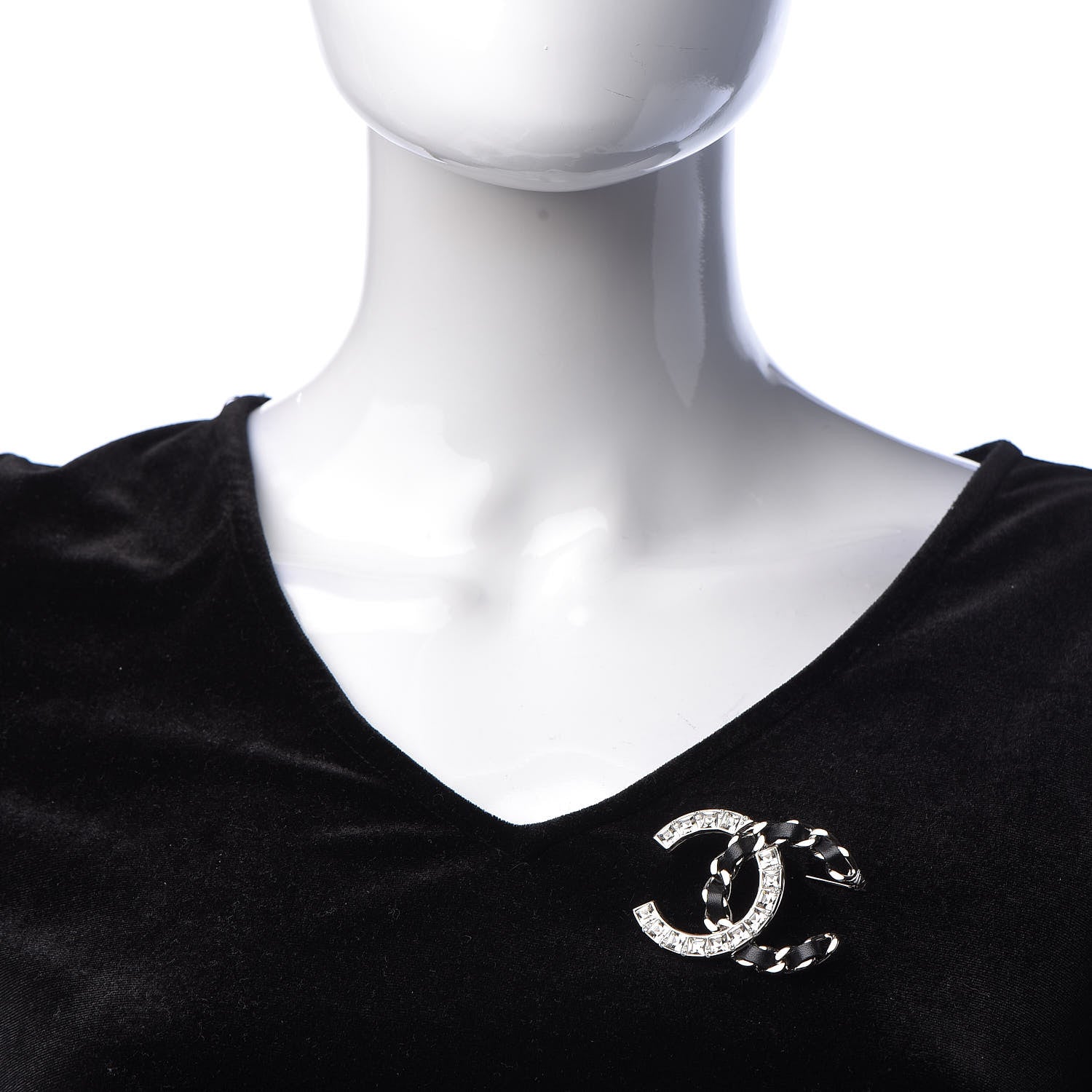 Chanel Lambskin Baguette Crystal CC Brooch Black Silver 2 of 5